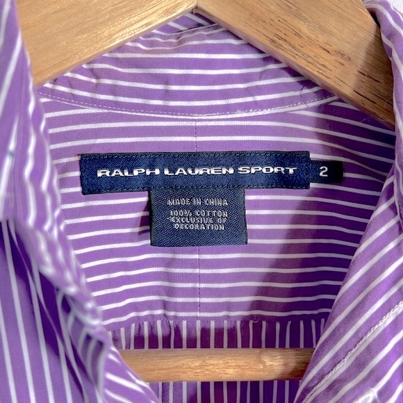 Ralph Lauren Sport Purple Pinstripe Button Down with Royal Crest size 2 - Picture 3 of 7